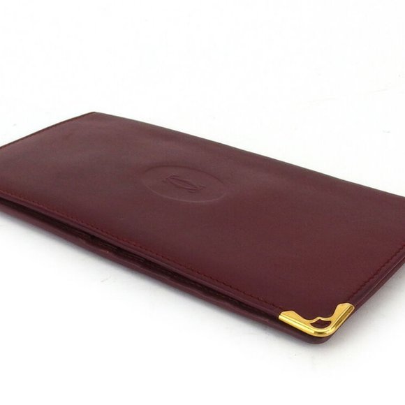 Cartier length wallet mast line Bordeaux leather Authentic used - Picture 2 of 10